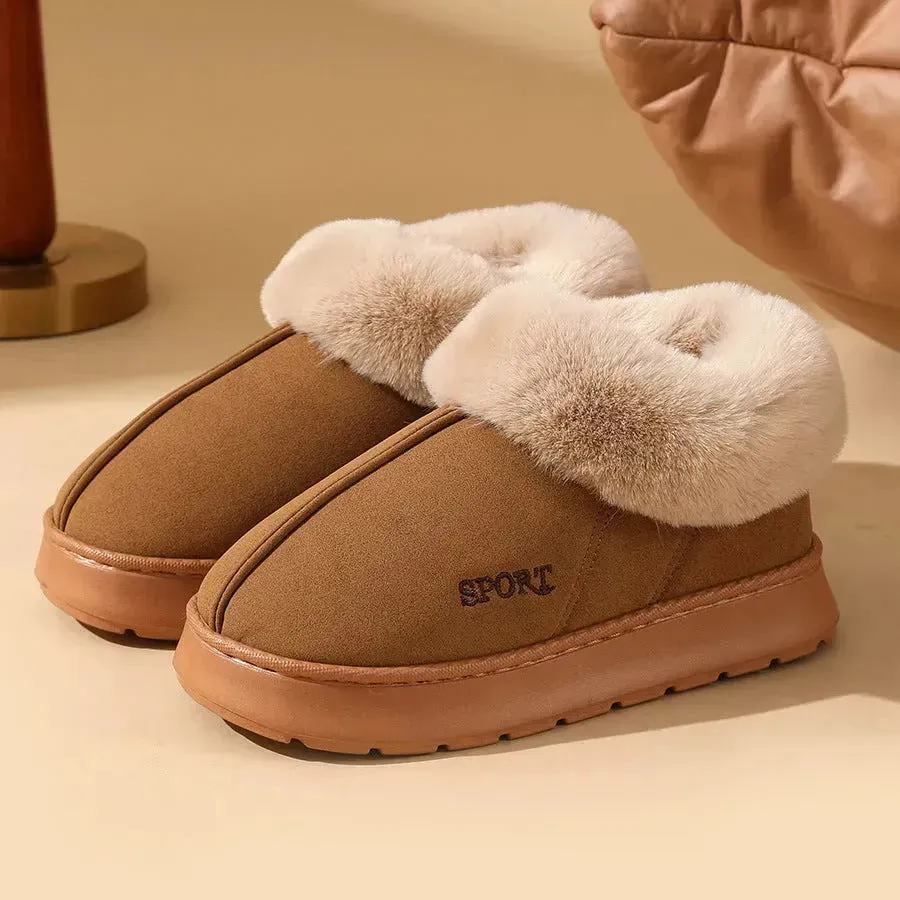 Plush Cotton Shoes For Women Winter Warm Home Slippers Outdoor Snow Boots