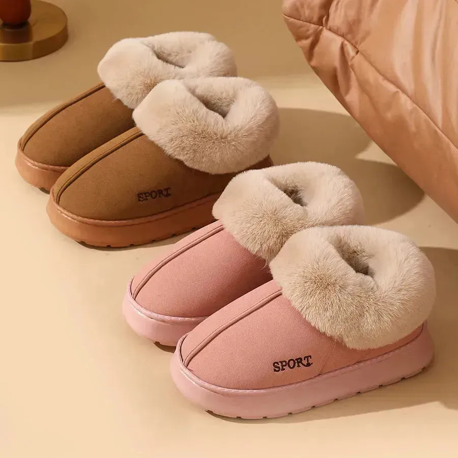 Plush Cotton Shoes For Women Winter Warm Home Slippers Outdoor Snow Boots