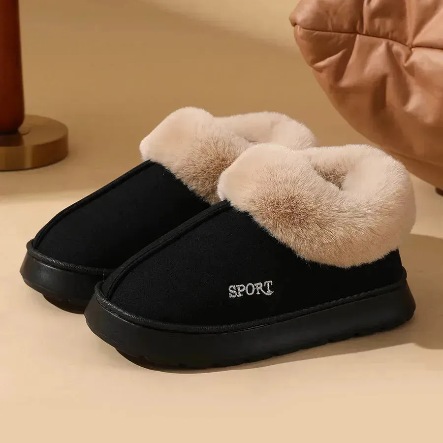 Plush Cotton Shoes For Women Winter Warm Home Slippers Outdoor Snow Boots