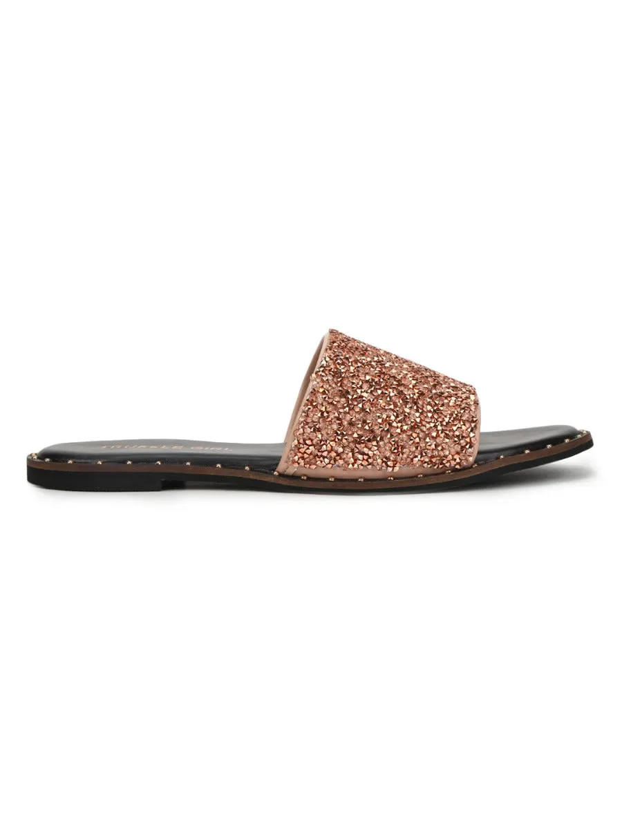 Rose Gold PU Shimmer Slip Ons