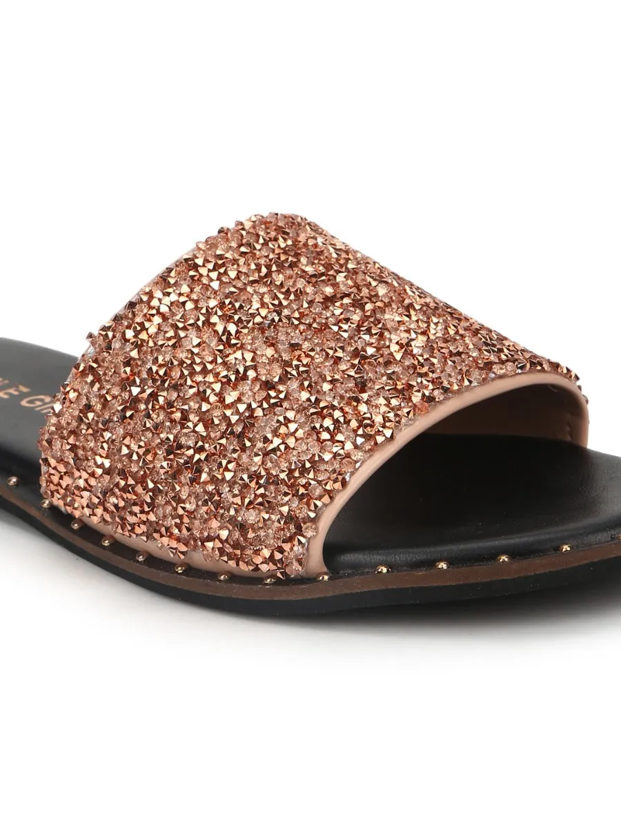 Rose Gold PU Shimmer Slip Ons