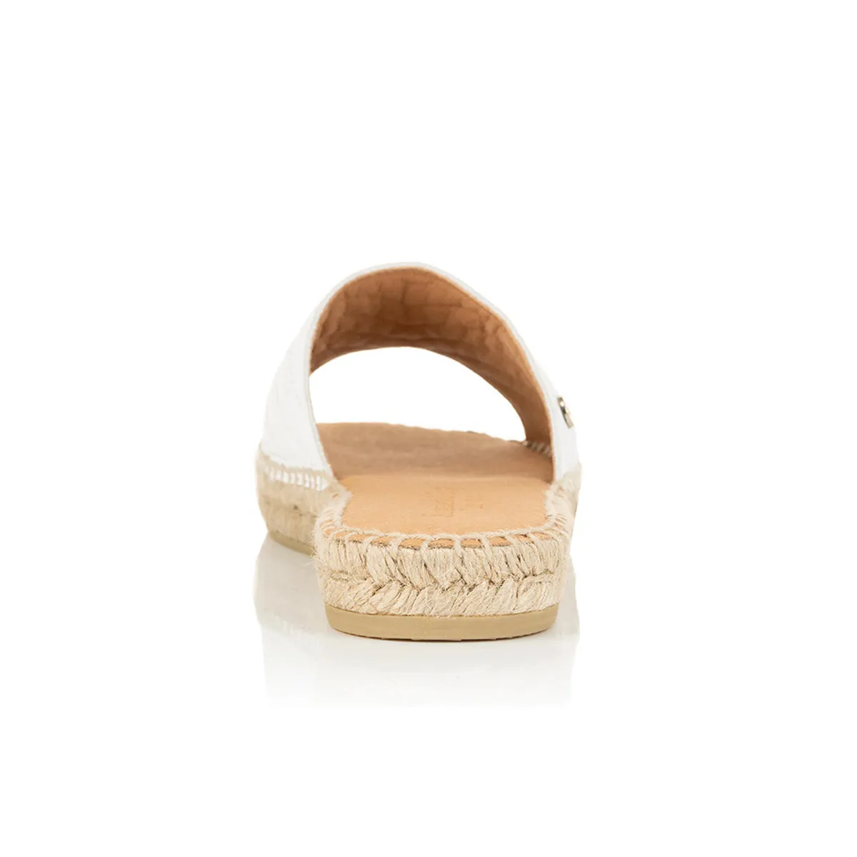 Sarah Wide Fit Espadrille Sandals - White Quilted Leather