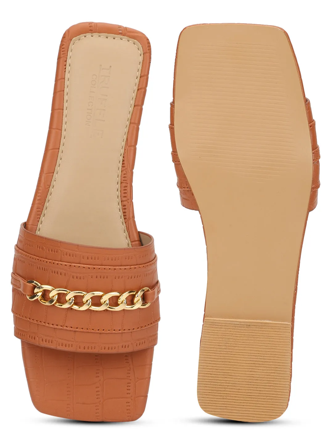 Tan Croc PU Slip-On Flats (TC-ST-002-TAN)