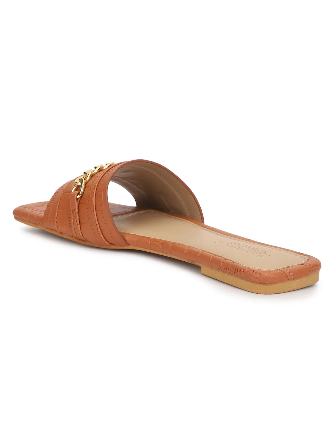 Tan Croc PU Slip-On Flats (TC-ST-002-TAN)