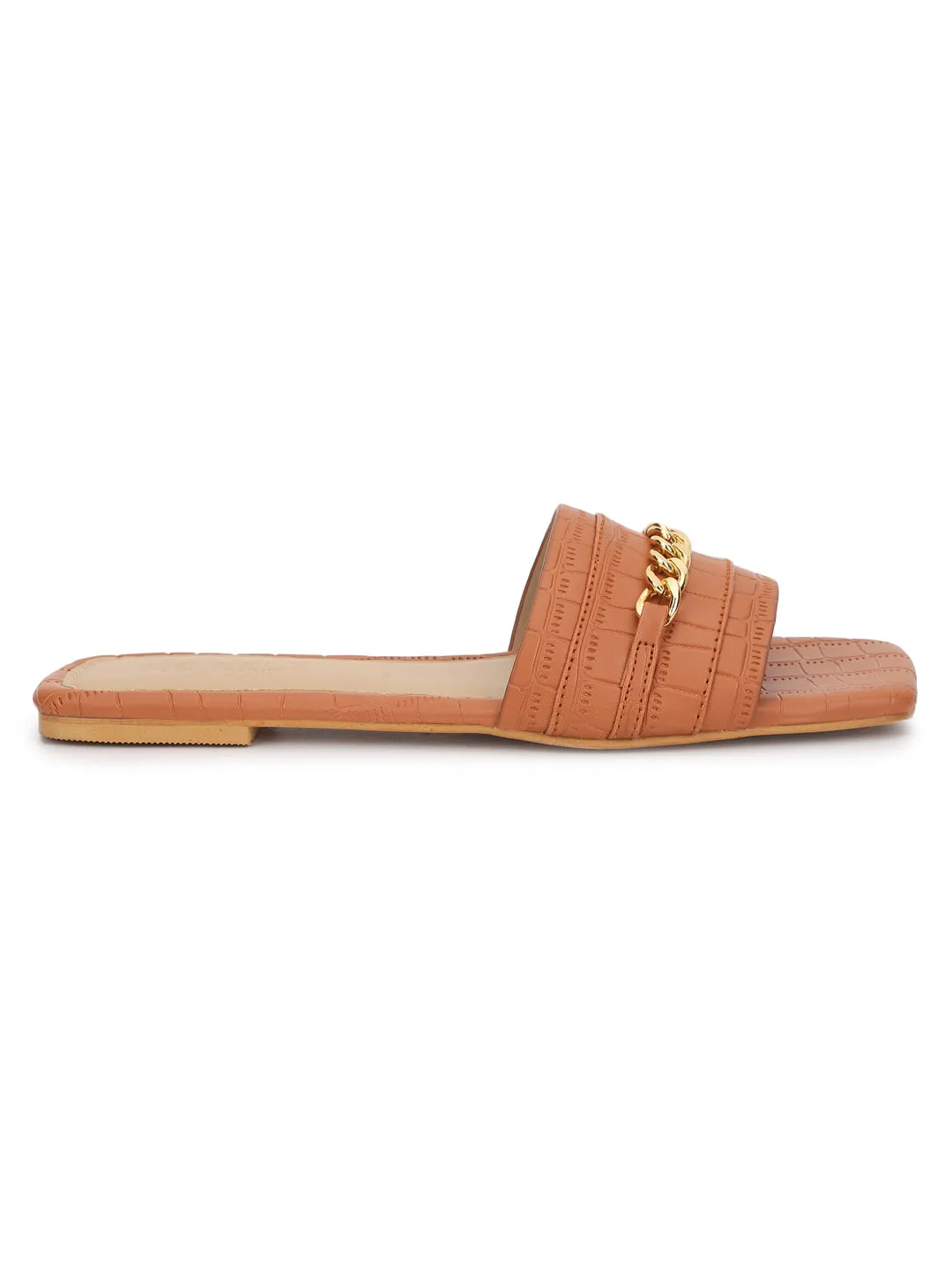 Tan Croc PU Slip-On Flats (TC-ST-002-TAN)