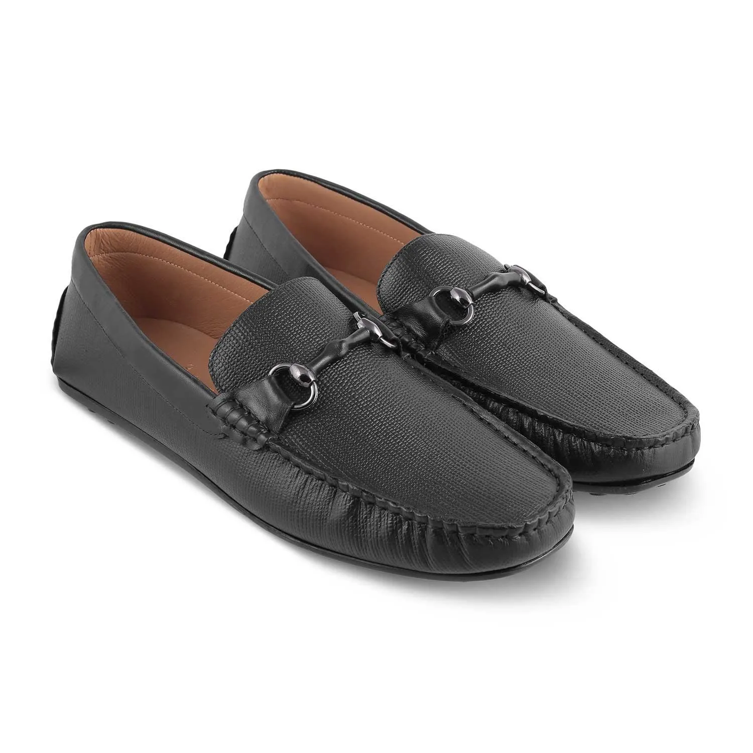 The Mills Black Men's Leather Driving Loafers Tresmode