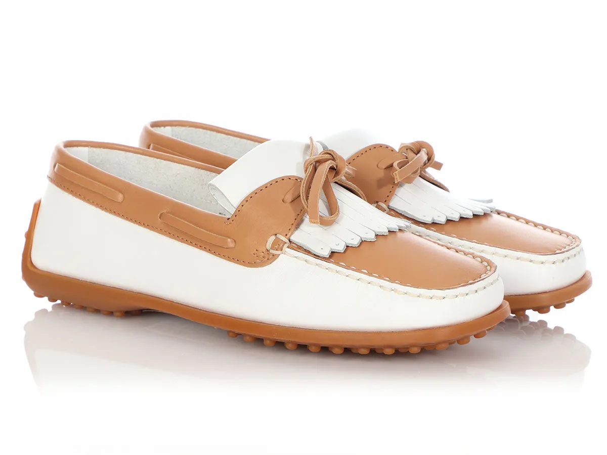 Tod’s White and Tan Moccasins