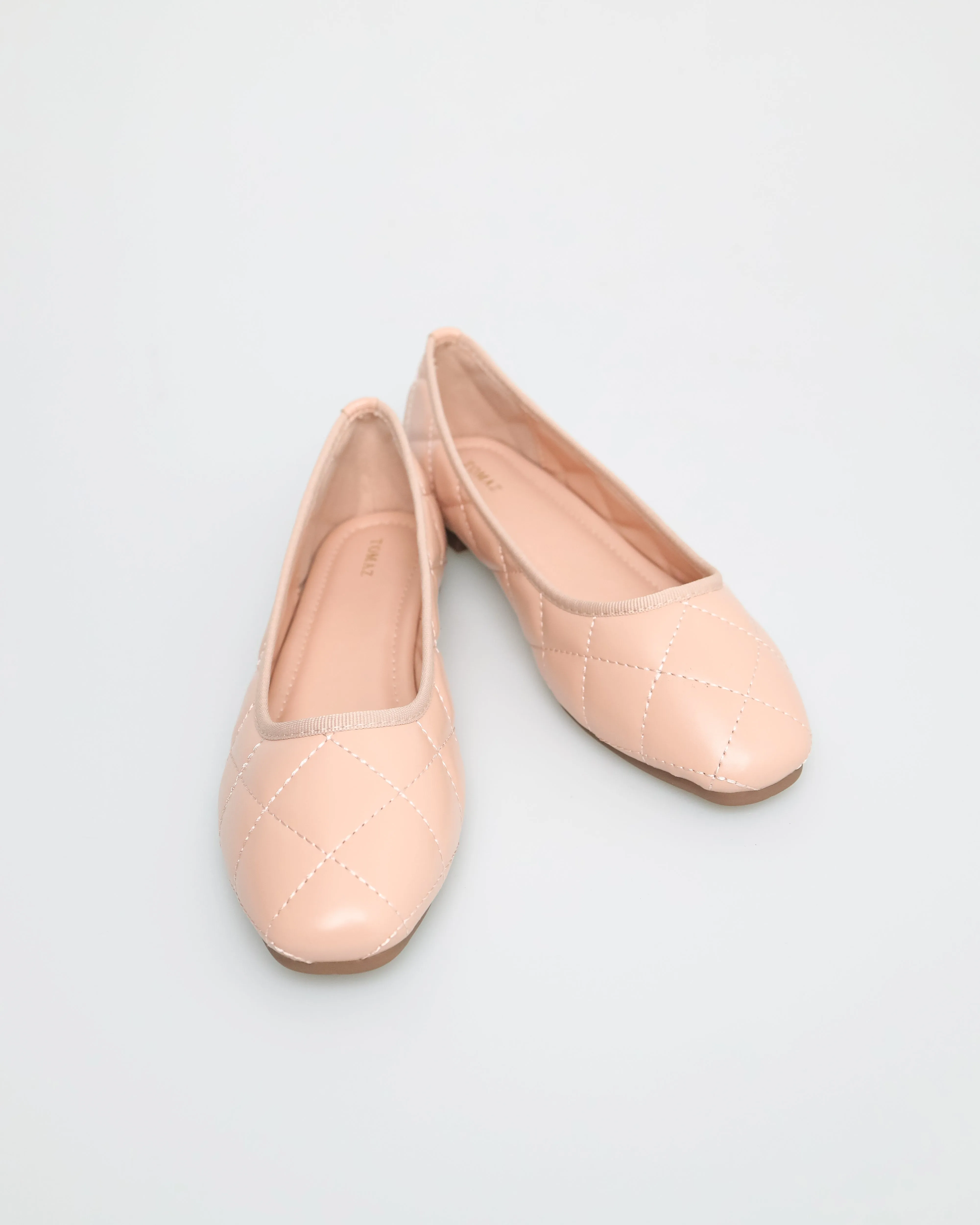 Tomaz NN252 Ladies Quilted Ballerina Flat (Nude)