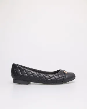 Tomaz NN253 Ladies Quilted Ballet Flats (Black)