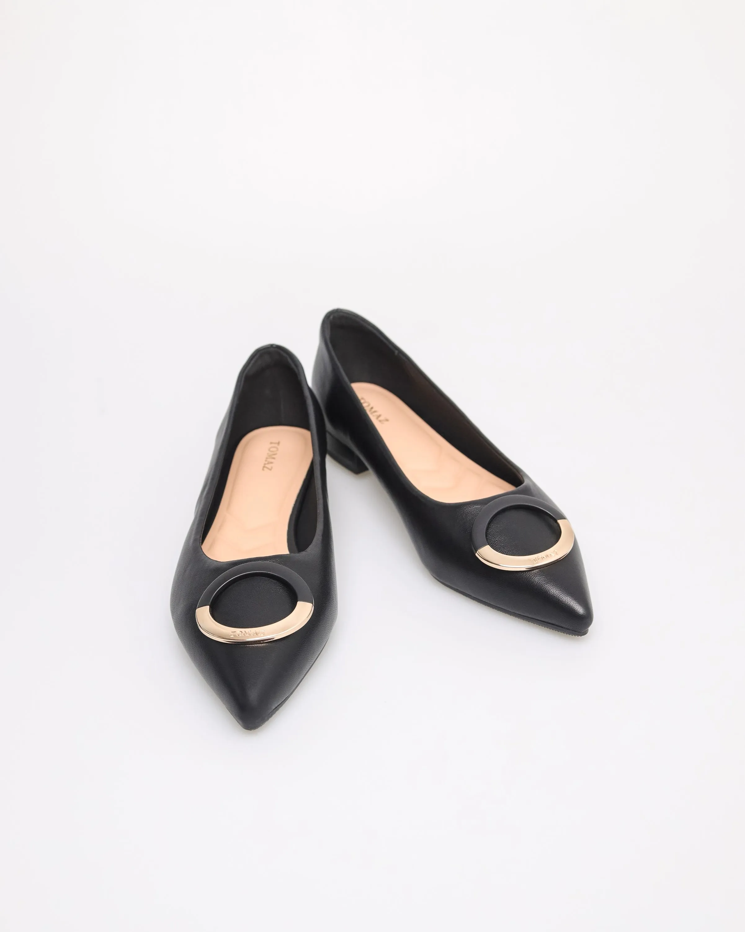 Tomaz YX180 Ladies Bohemian Buckle Flats (Black)