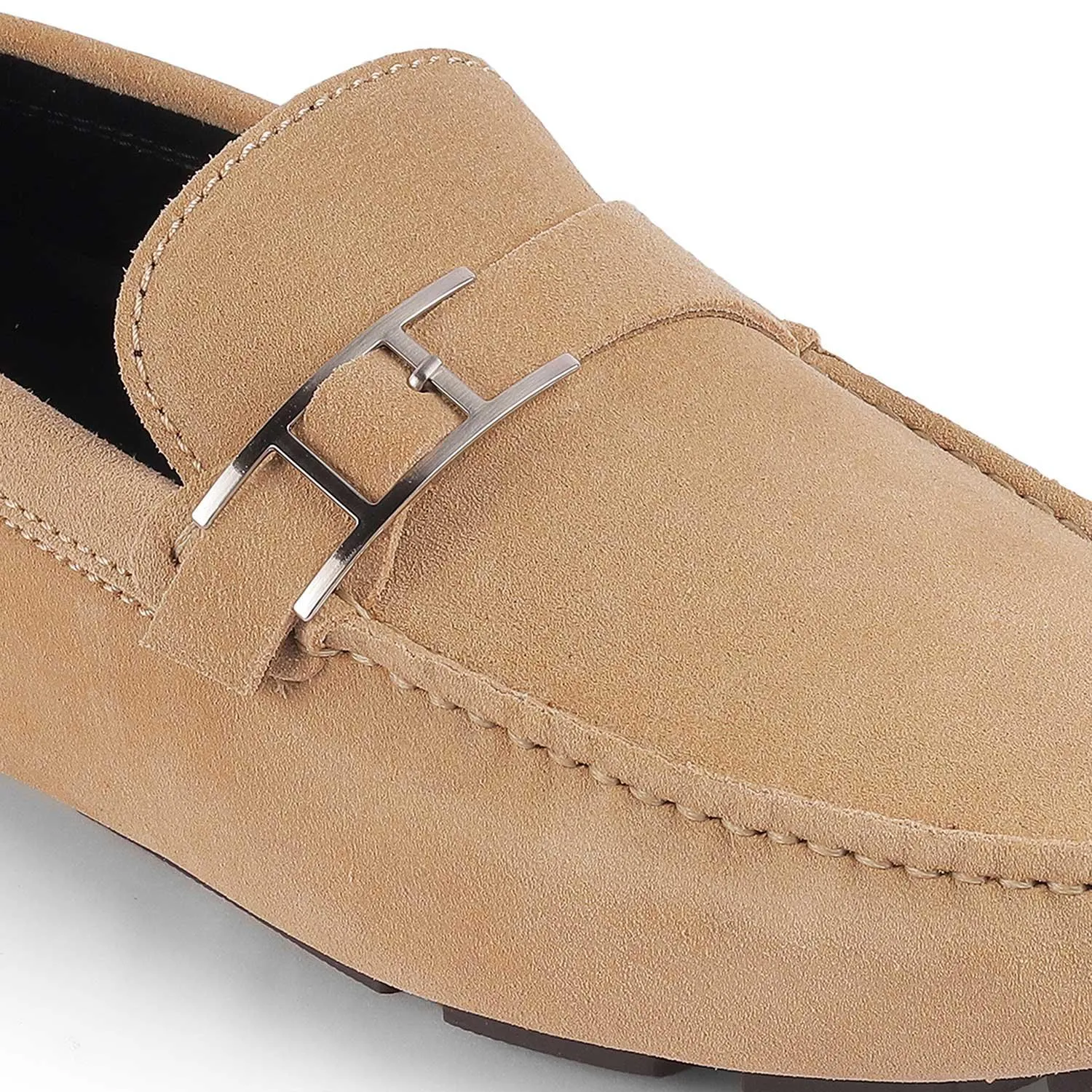 Tresmode Campin Beige Men's Leather Driving Loafers