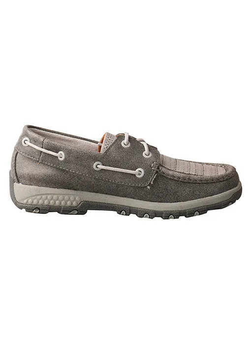 Twisted X Women's Boat Shoe Driving Moc with CellStretch-Grey