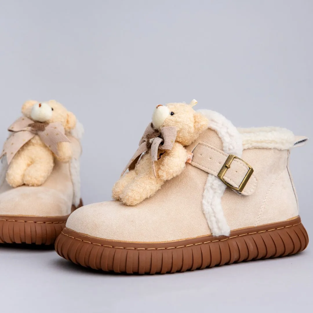 Ultra Soft Plush Teddy Bear Ankle Boots - Women's