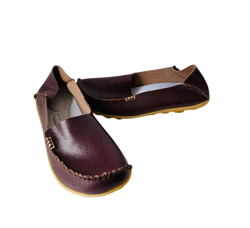 Venus Celia Brown Leather Slide On Moccasins Size 39