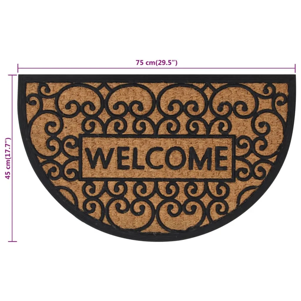 vidaXL Door Mat Half Round 45x75 cm Rubber and Coir