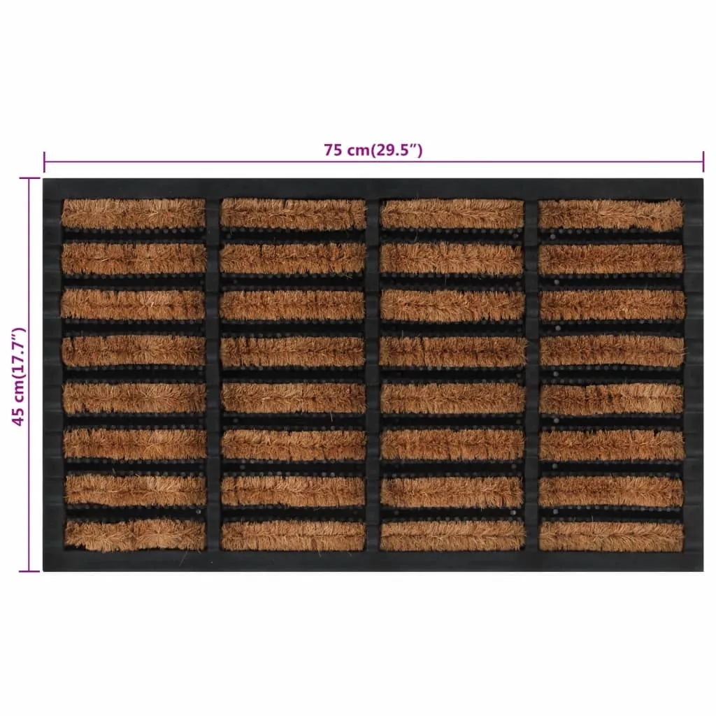 vidaXL Door Mat Rectangular 45x75 cm Rubber and Coir