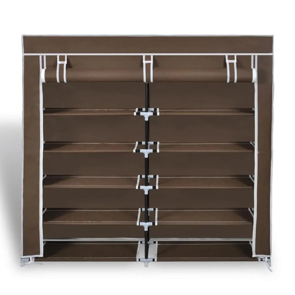 vidaXL Fabric Shoe Cabinet with Cover 115 x 28 x 110 cm Brown