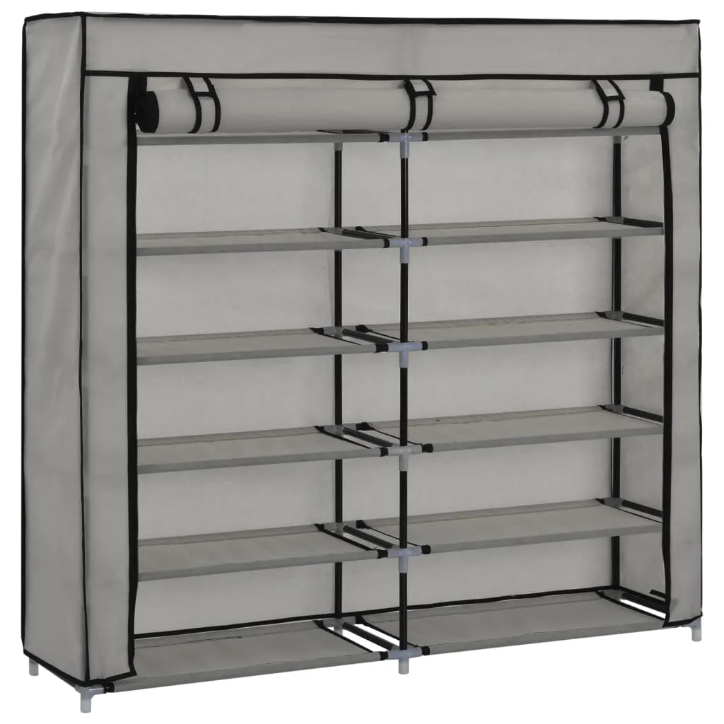 vidaXL Shoe Cabinet with Cover Grey 115x28x110 cm Fabric