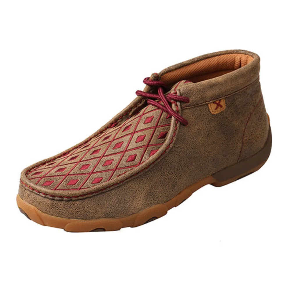 WDM0071 Twisted X Women’s Chukka Driving Moc with Burgundy Detail