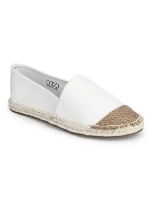 White Canvas Slip On Espadrille Shoes