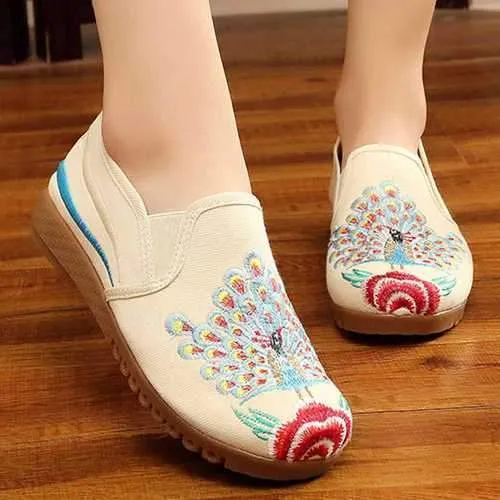 Women Loafers Flower Slip On Comfy Flat Casual Shoes