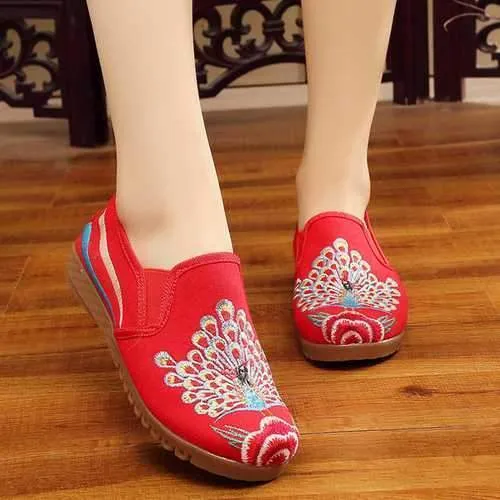 Women Loafers Flower Slip On Comfy Flat Casual Shoes