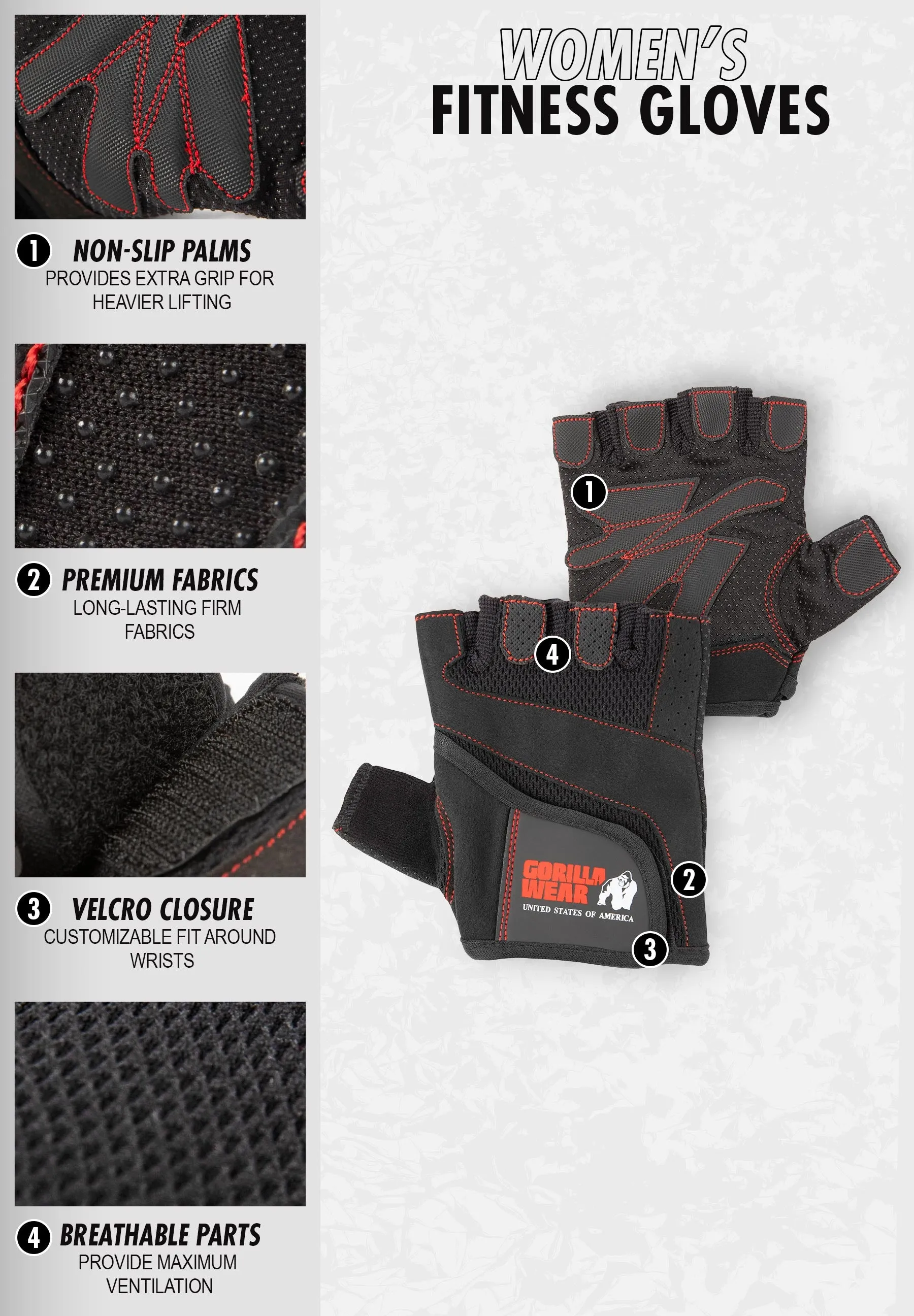 Women's Fitness Gloves - Black/Purple