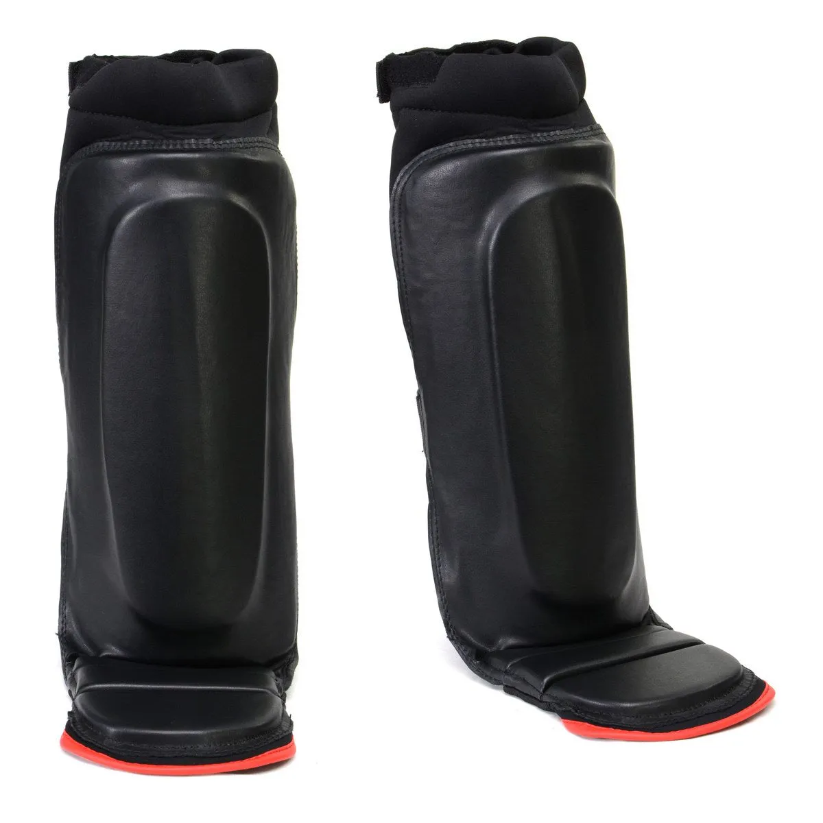 X-Fitness XF1000 Black and Red Hybrid Kickboxing MMA Shin Guards