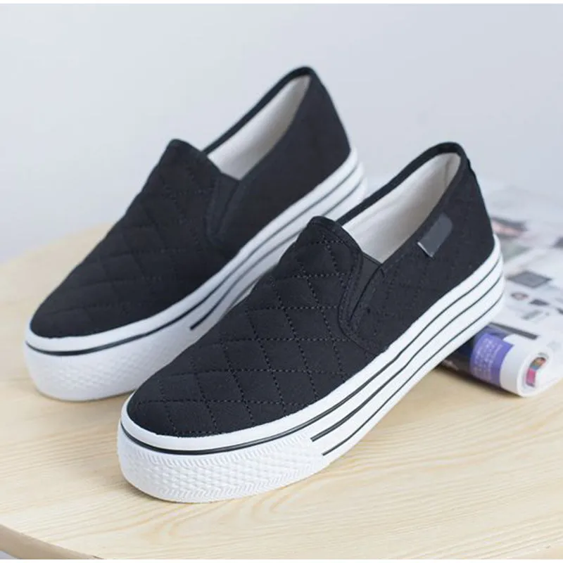 xiangtuibao  Women Flat Shoes Platform Cotton Loafers Elastic Shallow Casual Ladies Sneakers Soft Vulcanized Shoes Female Autumn  New